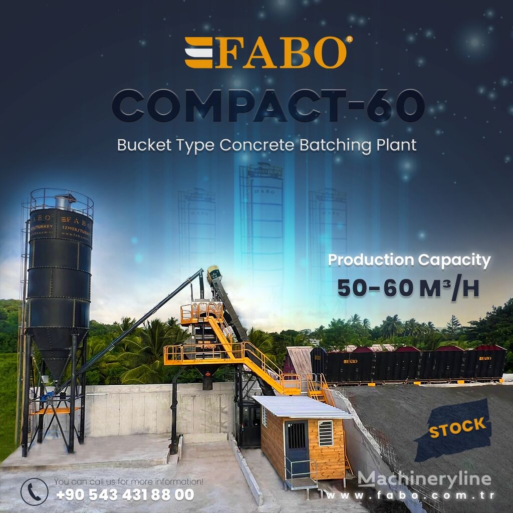 yeni FABO SKIP SYSTEM CONCRETE BATCHING PLANT | 60m3/h Capacity | STOCK beton santrali