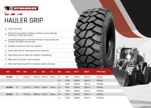 yeni Dynamaxx 23.5R25 HAULER GRIP E4/L4 185B/170A8/201A2 TL ön yükleyici lastiği